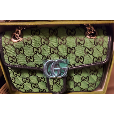 Designer Gorgeous Green Handbags w/chain shoulder strap comes in Box