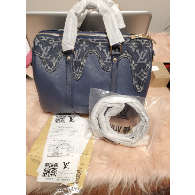 Designer Blue Speedy Jean Bag